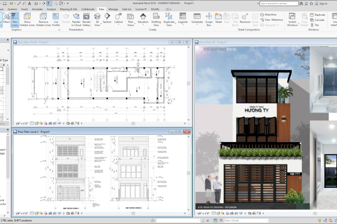 I will draw architecture, 3d, 2d, render by revit and lumion