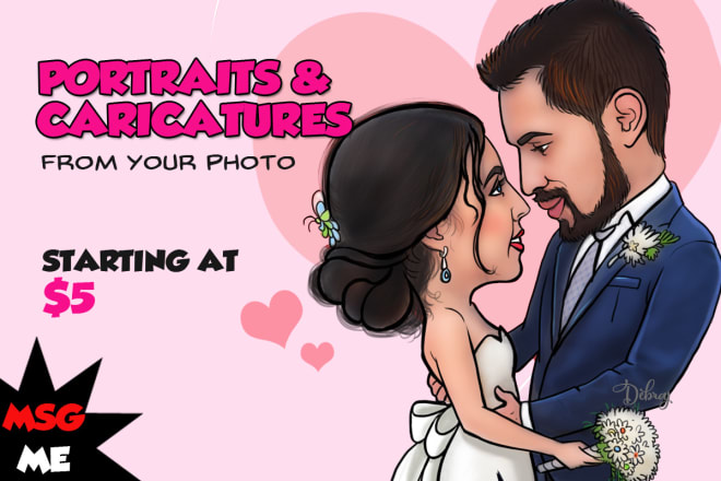 I will draw cartoon caricature from your photo