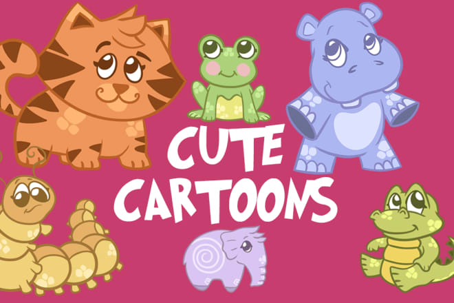 I will draw cute cartoons characters