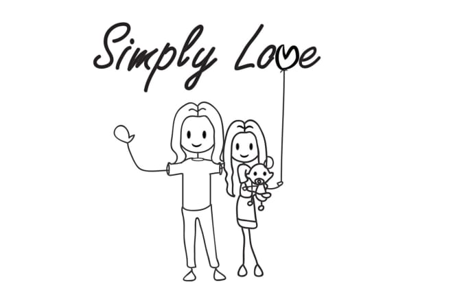 I will draw cute stick figure, doodle cartoon illustration