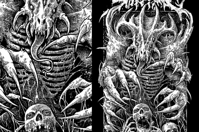 I will draw detailed dark art illustration