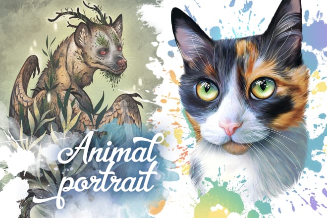 I will draw fantasy or realistic portrait of pet, any animal or creature