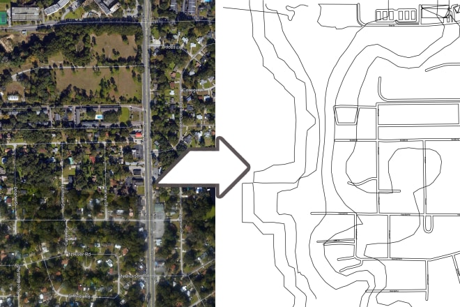 I will draw the autocad dwg file from google map image