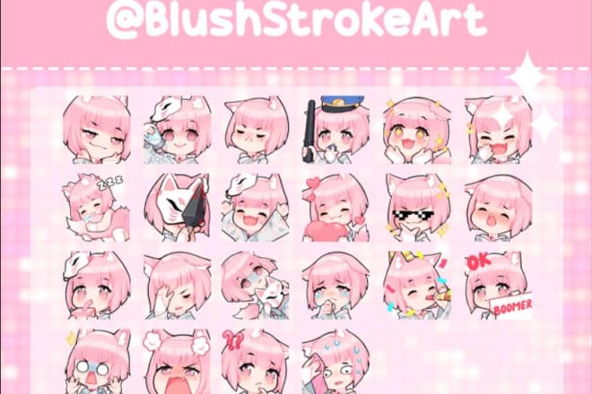 I will draw your cute custom emotes