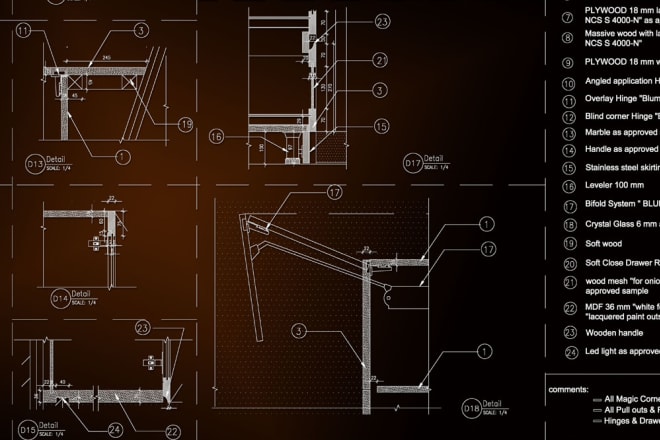 I will draw your kitchen cabinets, any built in furniture