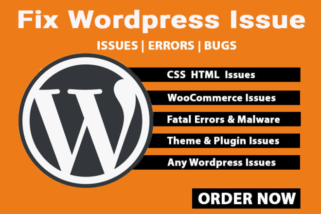 I will fix any wordpress issues, errors, bugs or problem