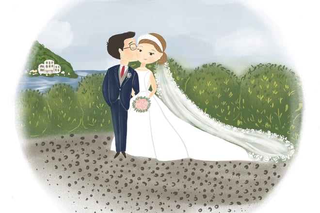 I will illustrate a wedding portrait