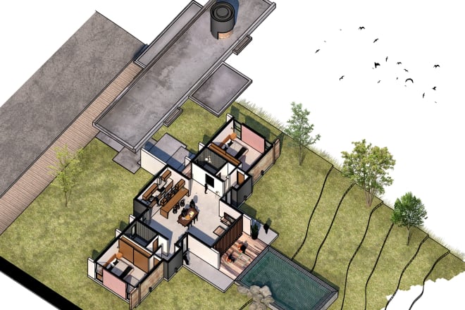 I will illustrate isometric views in a contemporary style