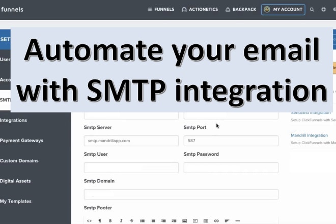 I will integrate SMTP and domain services with clickfunnels