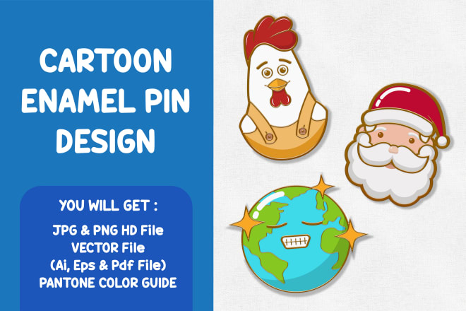 I will make a cartoon enamel pin design
