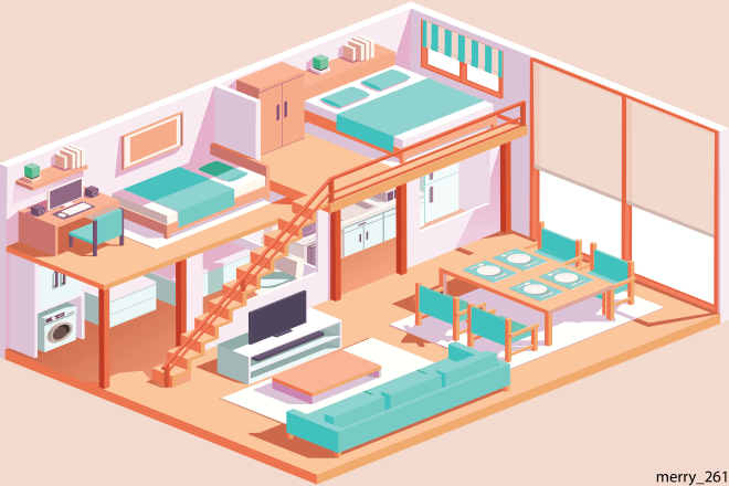 I will make a custom isometric illustration