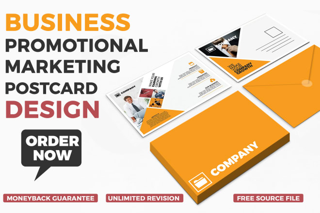 I will make business promotional marketing postcard design