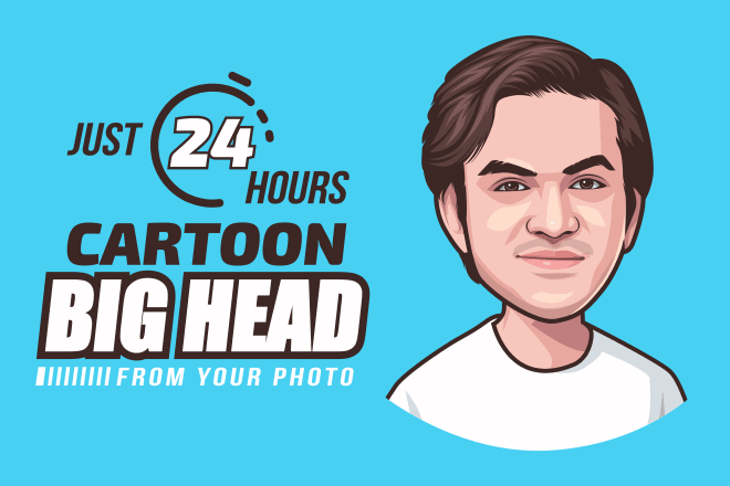 I will make cartoon big head from your photo just 24 hours