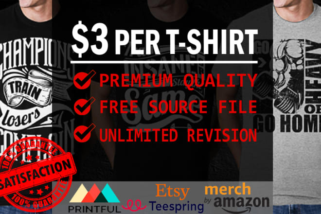 I will make custom bulk t shirt designs for your business