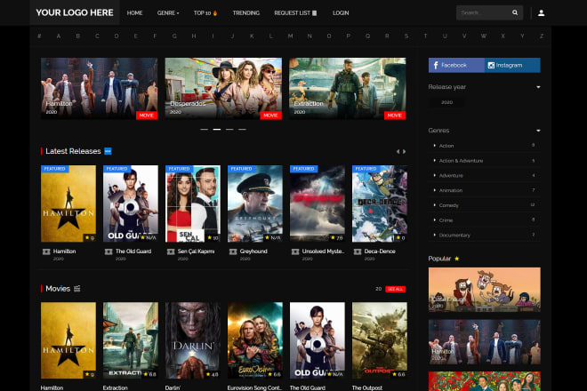 I will make movies and tv shows streaming website with 13k uploads