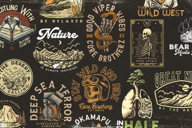 I will make vintage style design and illustration for your brand