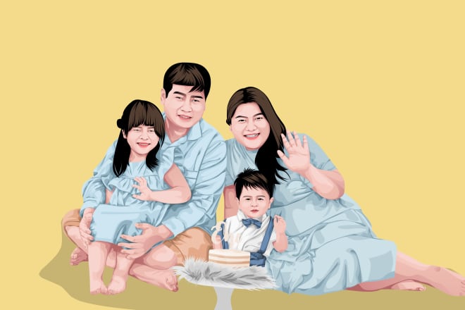I will make your photo family into awesome cartoon portraits