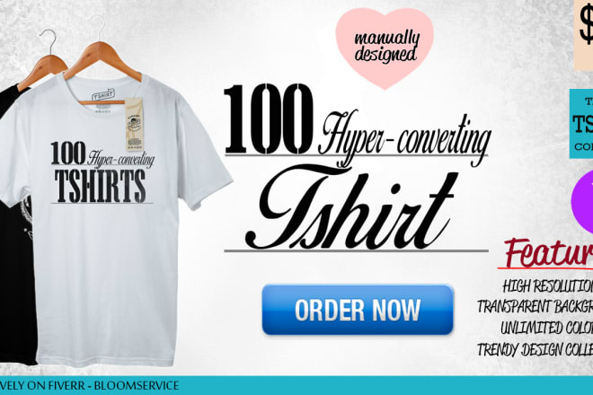 I will manually design 100 trendy t shirts for your business