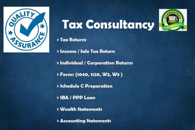 I will prepare schedule c 1040 and 1120 and other tax forms