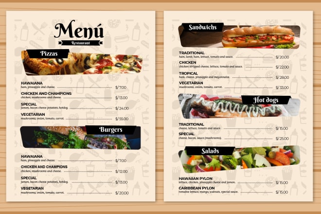 I will professionally design restaurant menu ready to print