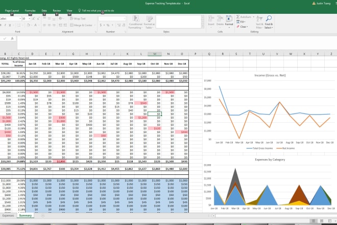 I will provide an income and expense tracking template in excel