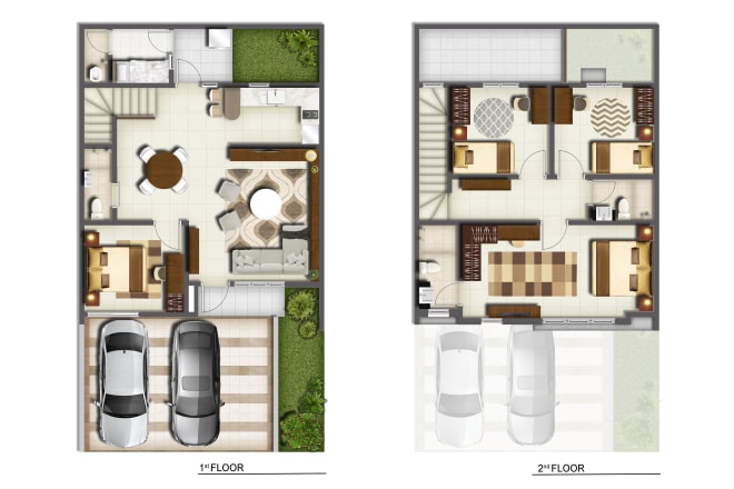 I will render 2d architectural floor plan visualization in photoshop