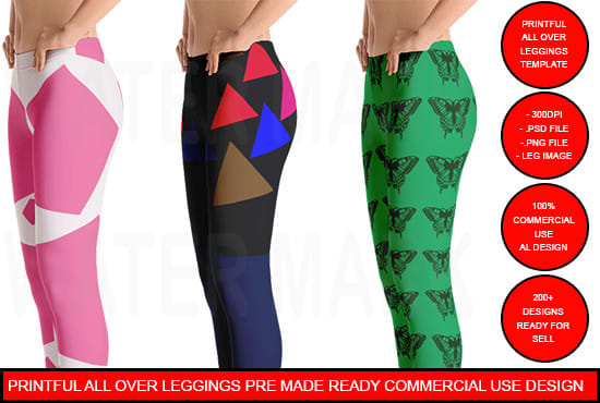 I will sell pre made ready printful leggings design 200 plus collection
