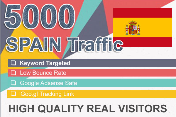 I will send targeted spain organic real website traffic