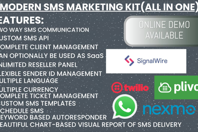 I will set up twilio, plivo, signalwire api for bulk sms and autoresponder