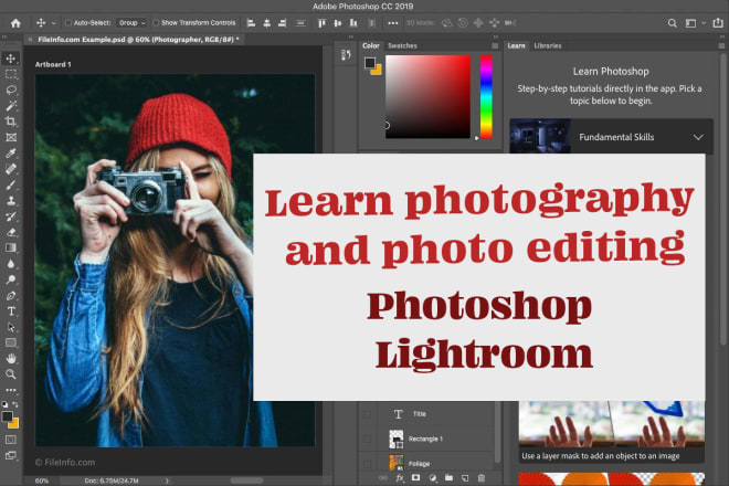 I will teach photo editing with photoshop and lightroom