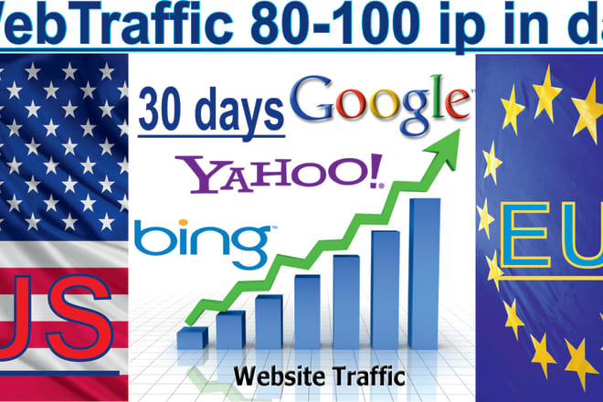 I will traffic 30 100 visits per day for a whole month us or eu