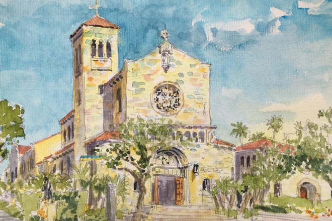 I will watercolor your building or landscape in a classic style