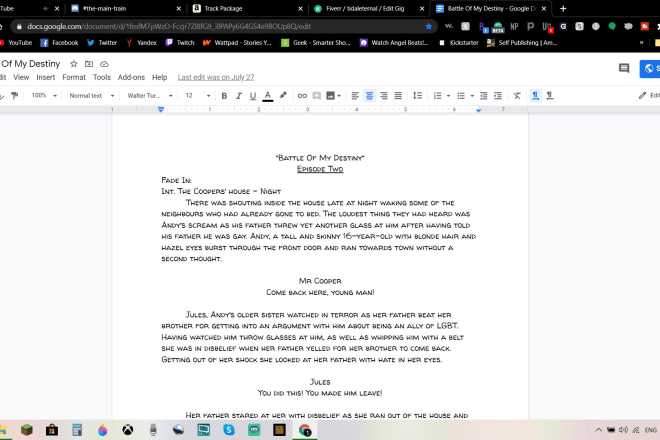 I will write a script for your tv show or movie