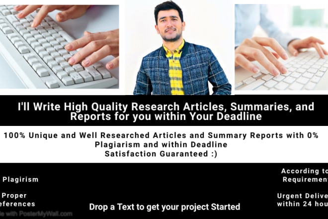 I will write high quality research articles and summary reports