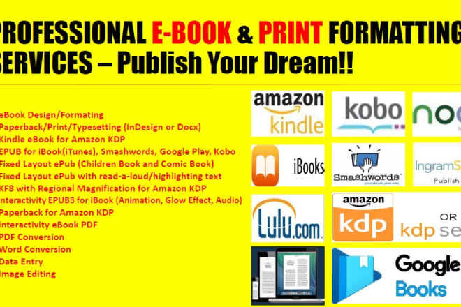 I will convert your ebook for kindle amazon KDP and ibook itunes