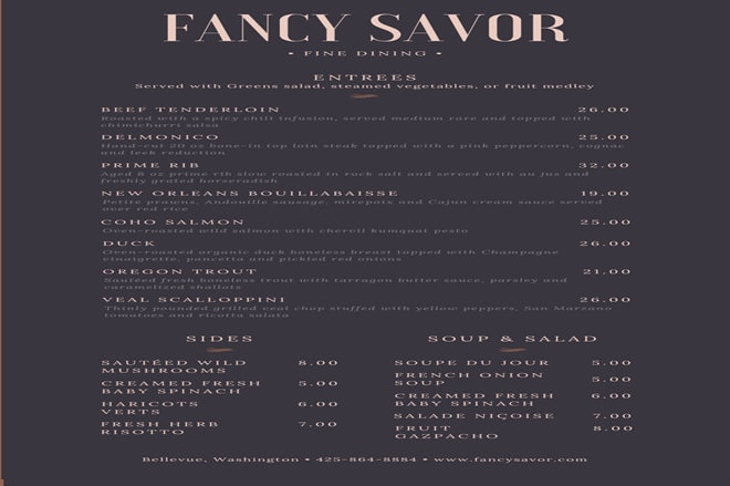 I will create an interesting food menu within 7 hours