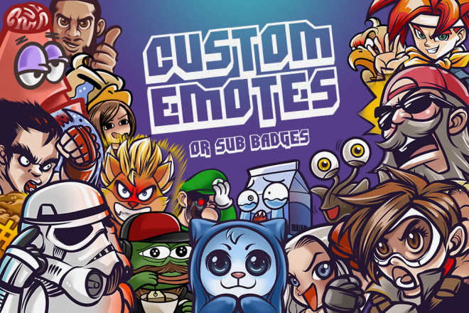 I will create cool custom twitch emotes or sub badges