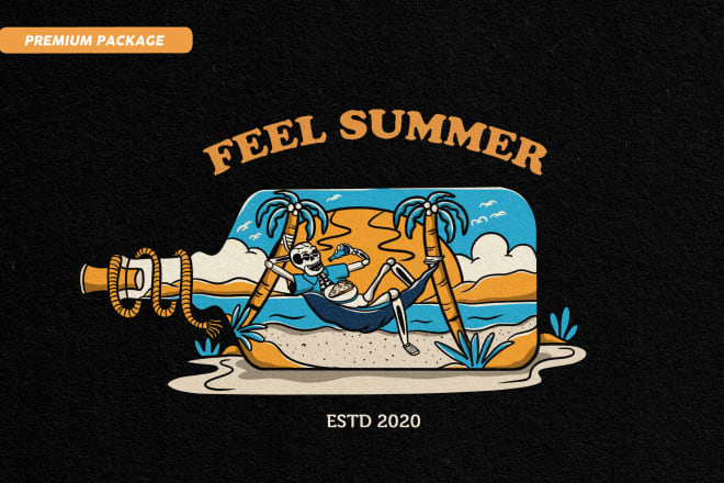 I will create custom illustration vintage badge design for t shirt