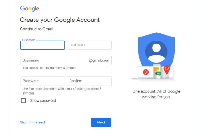 I will create gmail account for you