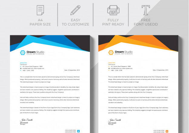 I will create letterhead, invoice, stationery, custom letterhead and word template