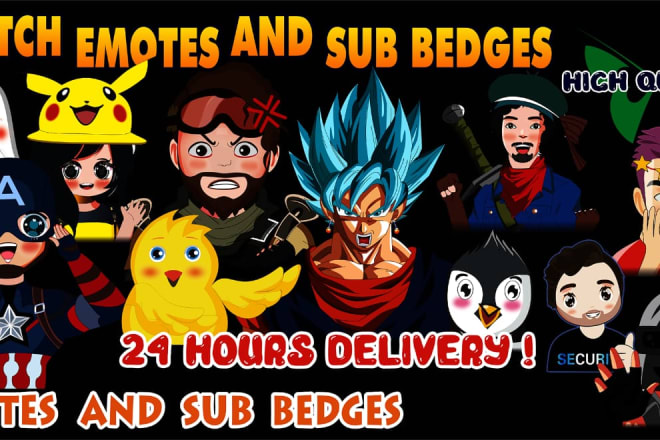 I will create youtube emotes, discord emotes, sub badges, emojis, facebook emoticons