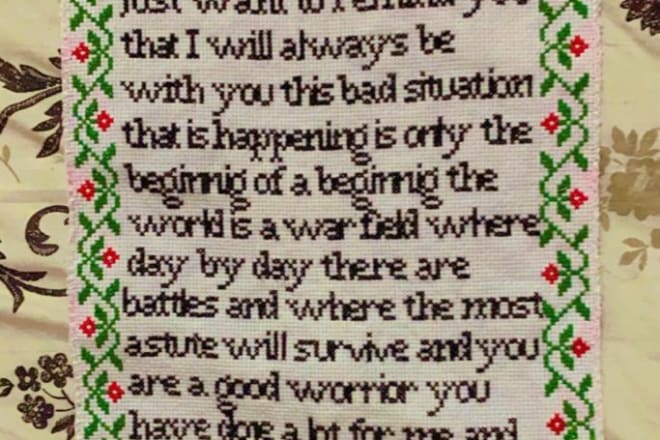 I will cross stitch custom funny quote gift for you