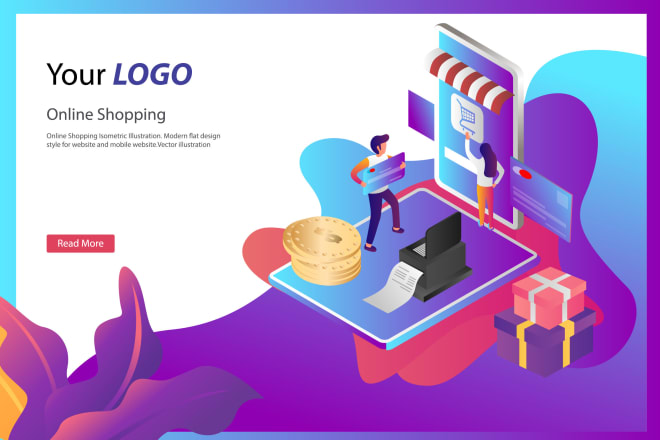 I will design a flat isometric dribbble style illustration for web