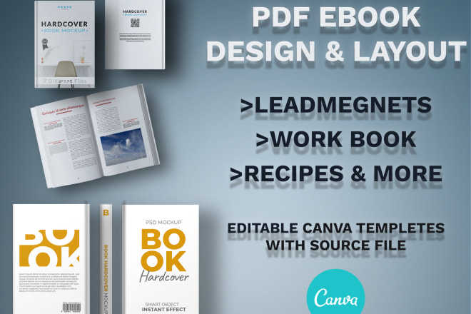 I will design ebooks pdfs workbooks lead magnets in canva