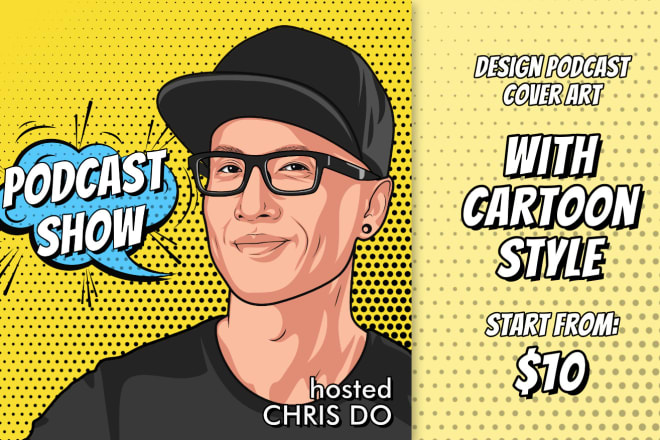 I will design podcast logo and cover art with cartoon style