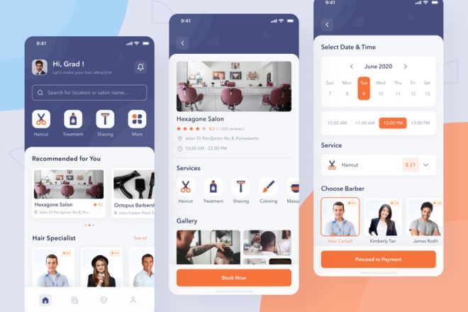 I will develop for you salon app with home service