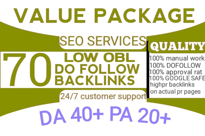 I will do 70 blog comment da 40plus with unique domains and low obl
