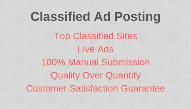 I will do classified ad posting for you within 24 hours