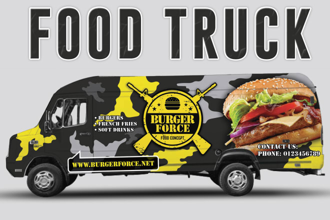 I will do creative food truck car, van, or trailer wrap designs