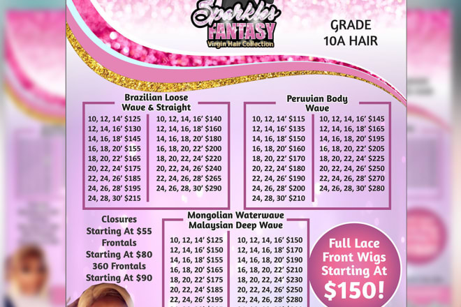 I will do creative hair bundle flyer and price list